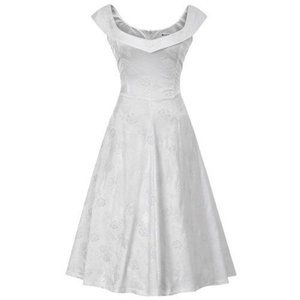 Gorgeous Cream Satin Floral Midi Dress